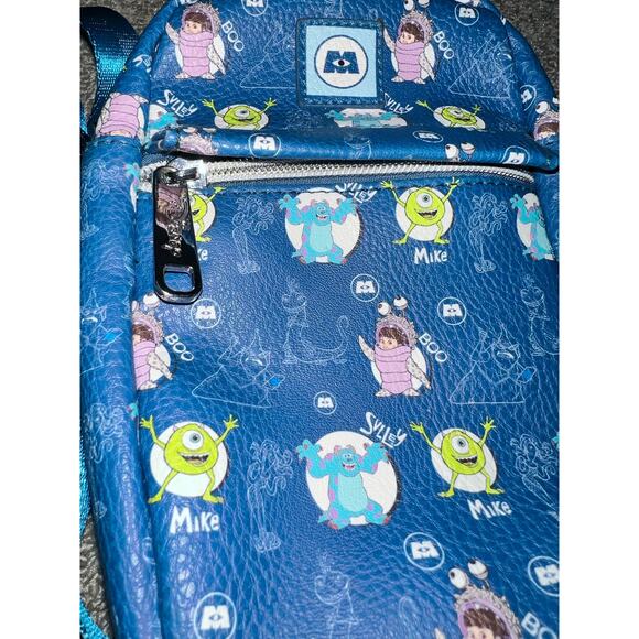 Disney Pixar Monsters Inc Buckle Down Crossbody Bag AOP SULLEY MIKE AND BOO NWOT - Picture 2 of 9